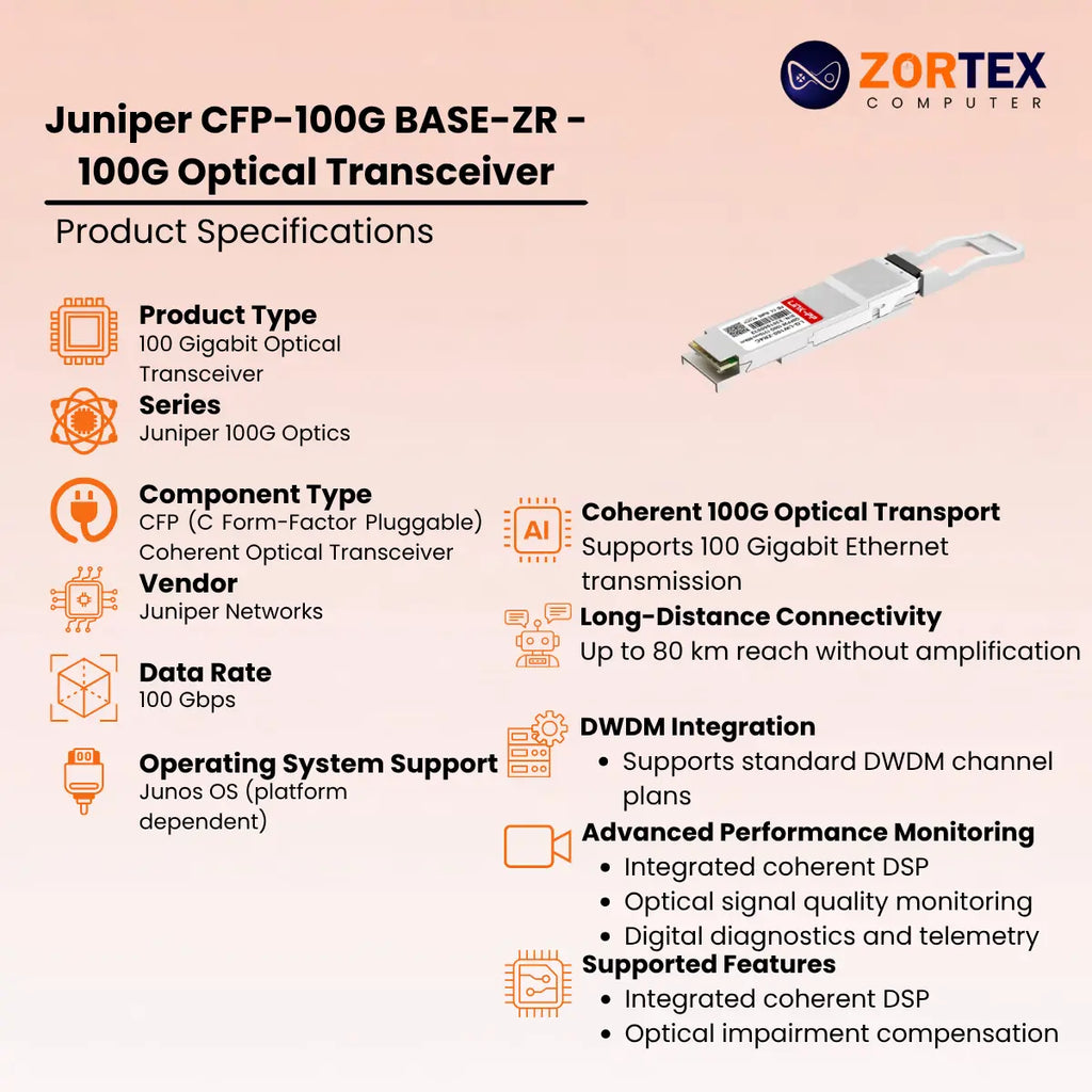 Juniper CFP-100GBASE-ZR - 100G Optical Transceiver