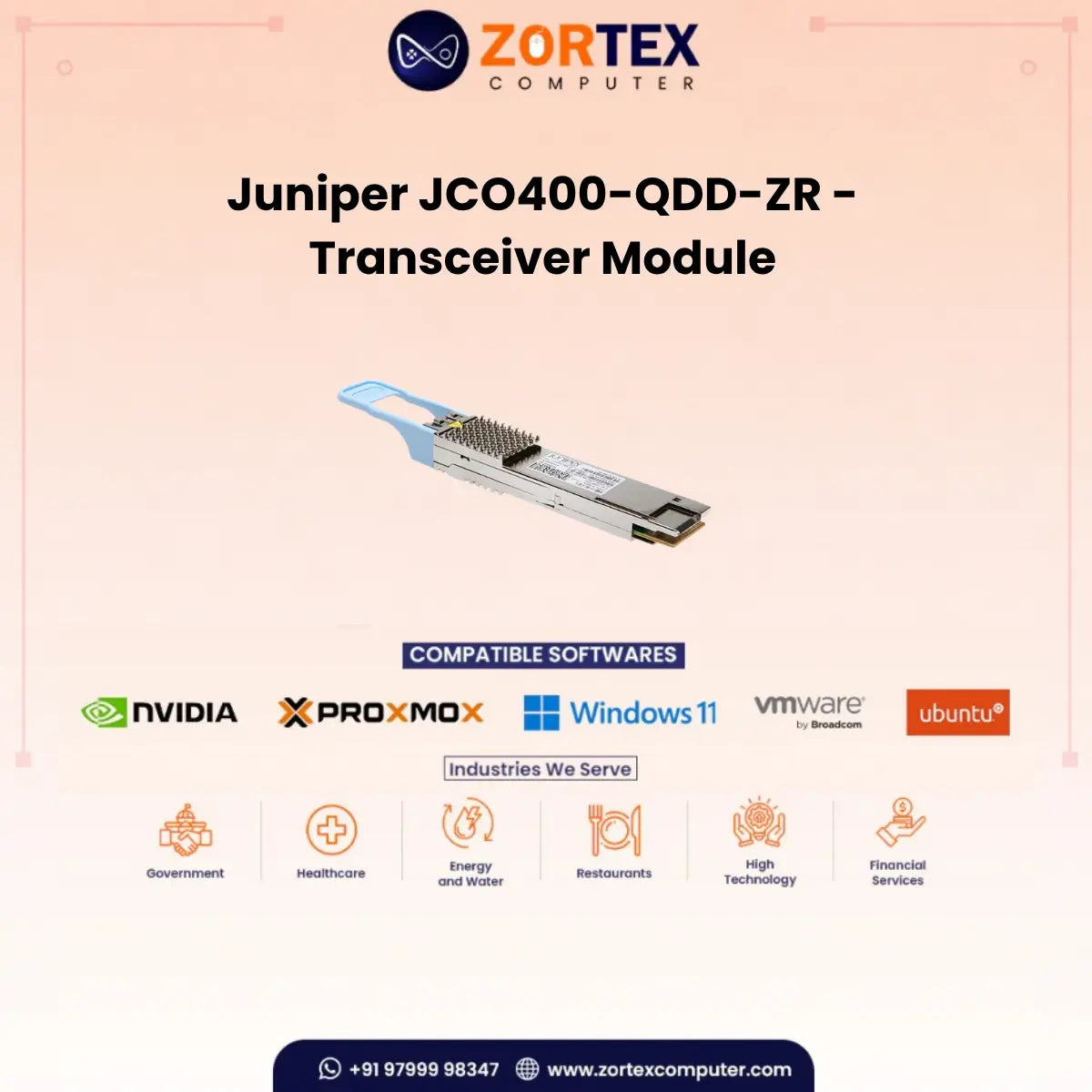 Jco400 Qdd Zr Transceiver Module Juniper networking hardware image
