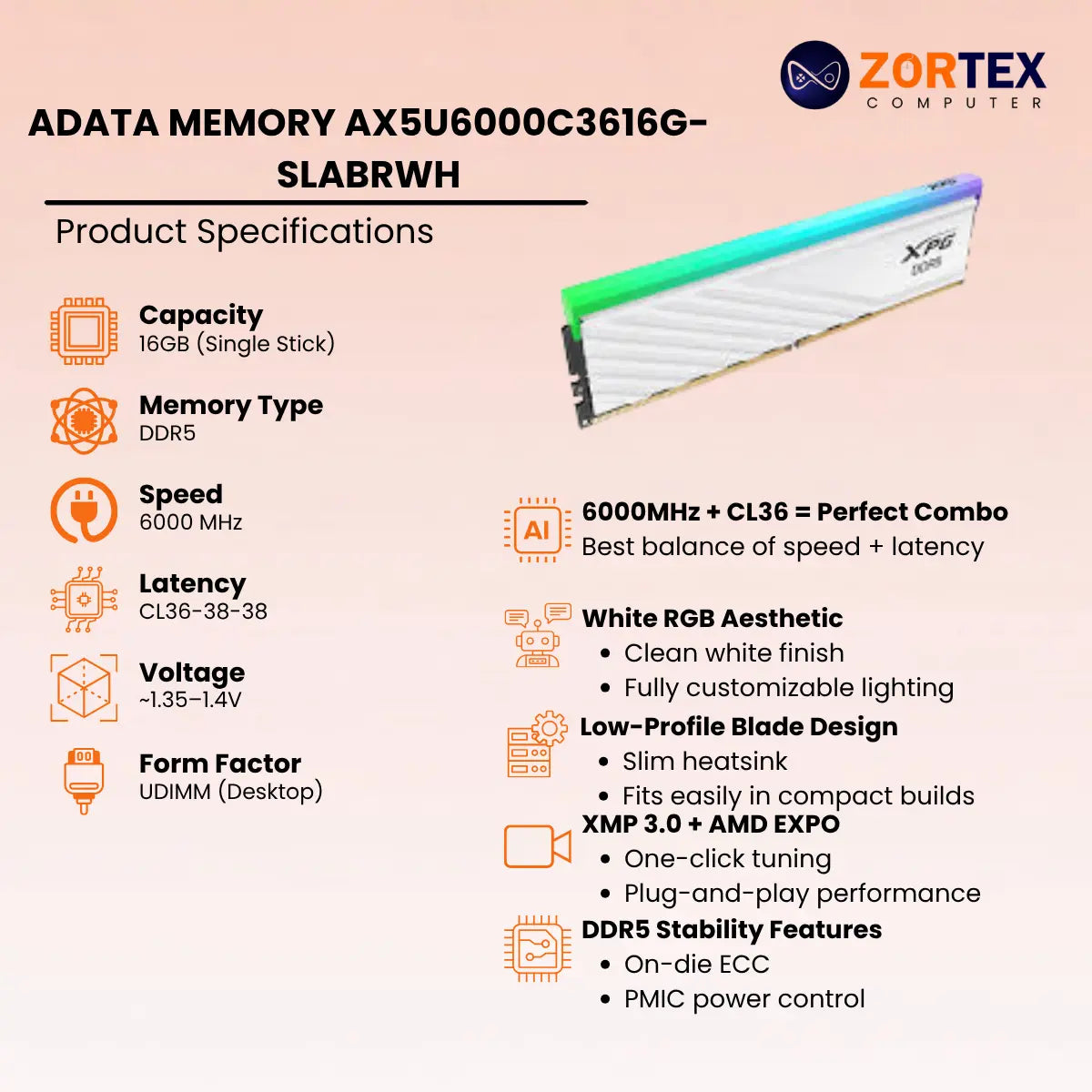 ADATA MEMORY AX5U6000C3616G-SLABRWH