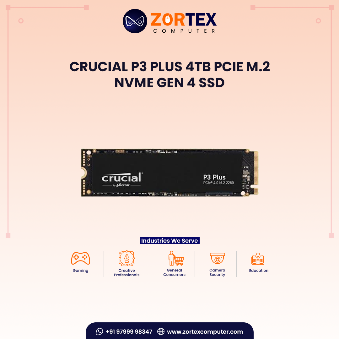 Crucial P3 Plus 4TB PCIe M.2 NVMe Gen 4 SSD