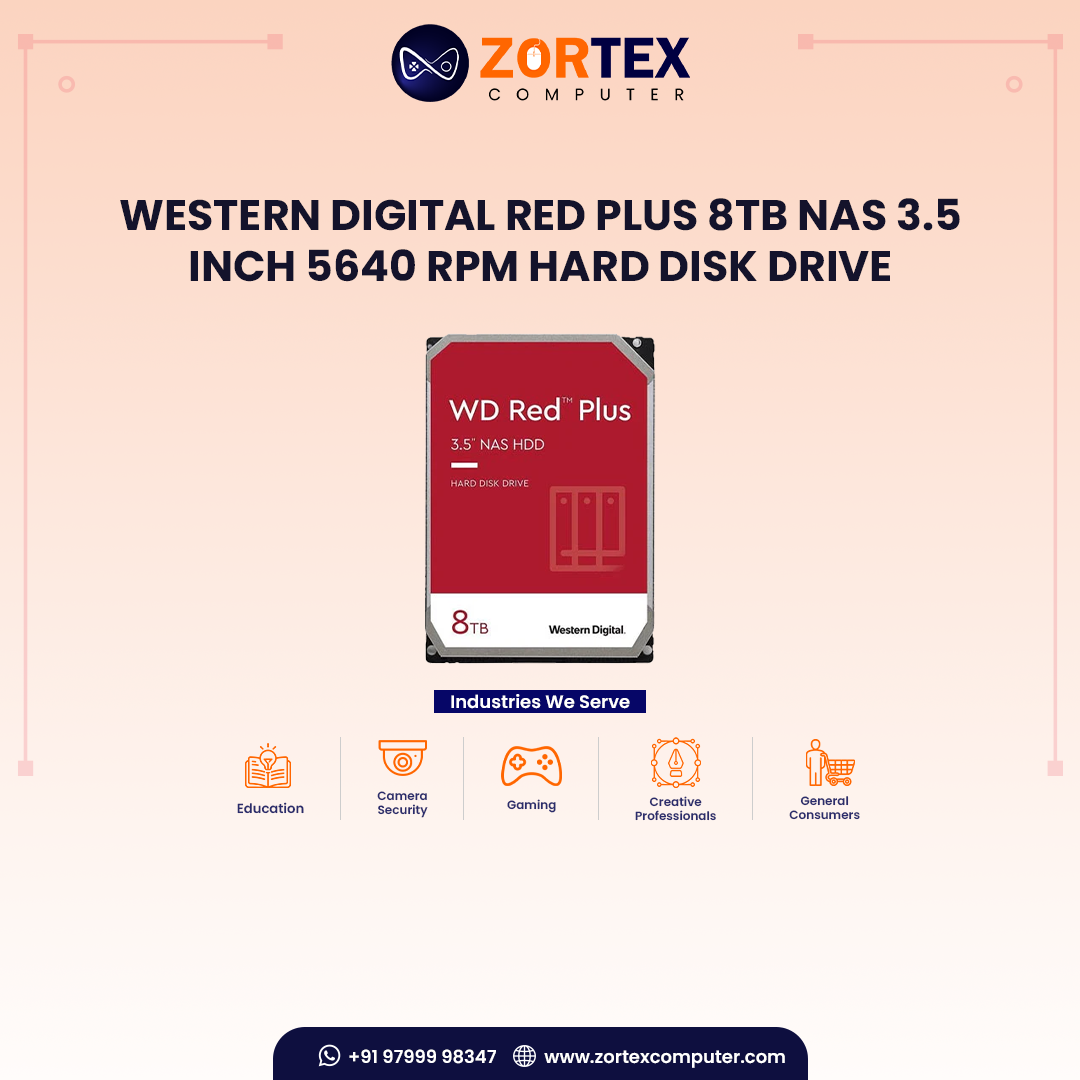 Western Digital Red Plus 8TB NAS 3.5 Inch 5640 RPM Hard Disk Drive