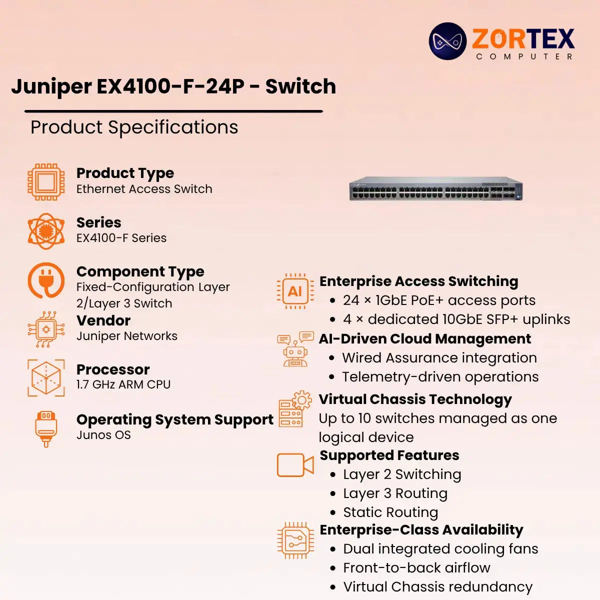 Ex4100 F 24P Switch Juniper networking hardware image 2