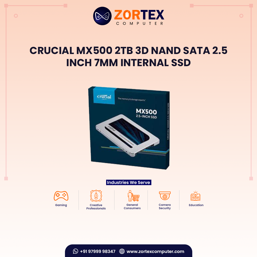 Crucial MX500 2TB 3D NAND SATA 2.5 inch 7mm Internal SSD