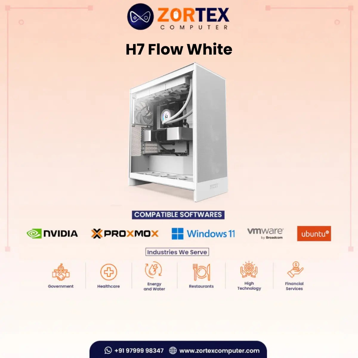 NZXT H7 Flow White PC Case