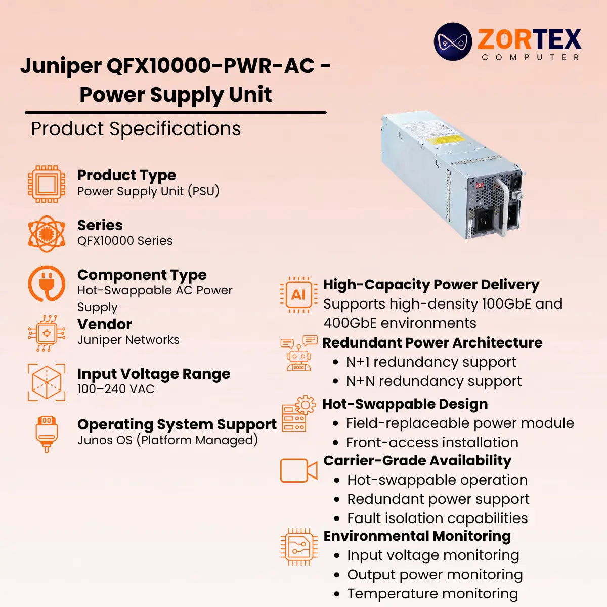 Qfx10000 Pwr Ac Power Supply Unit Juniper networking hardware image 2