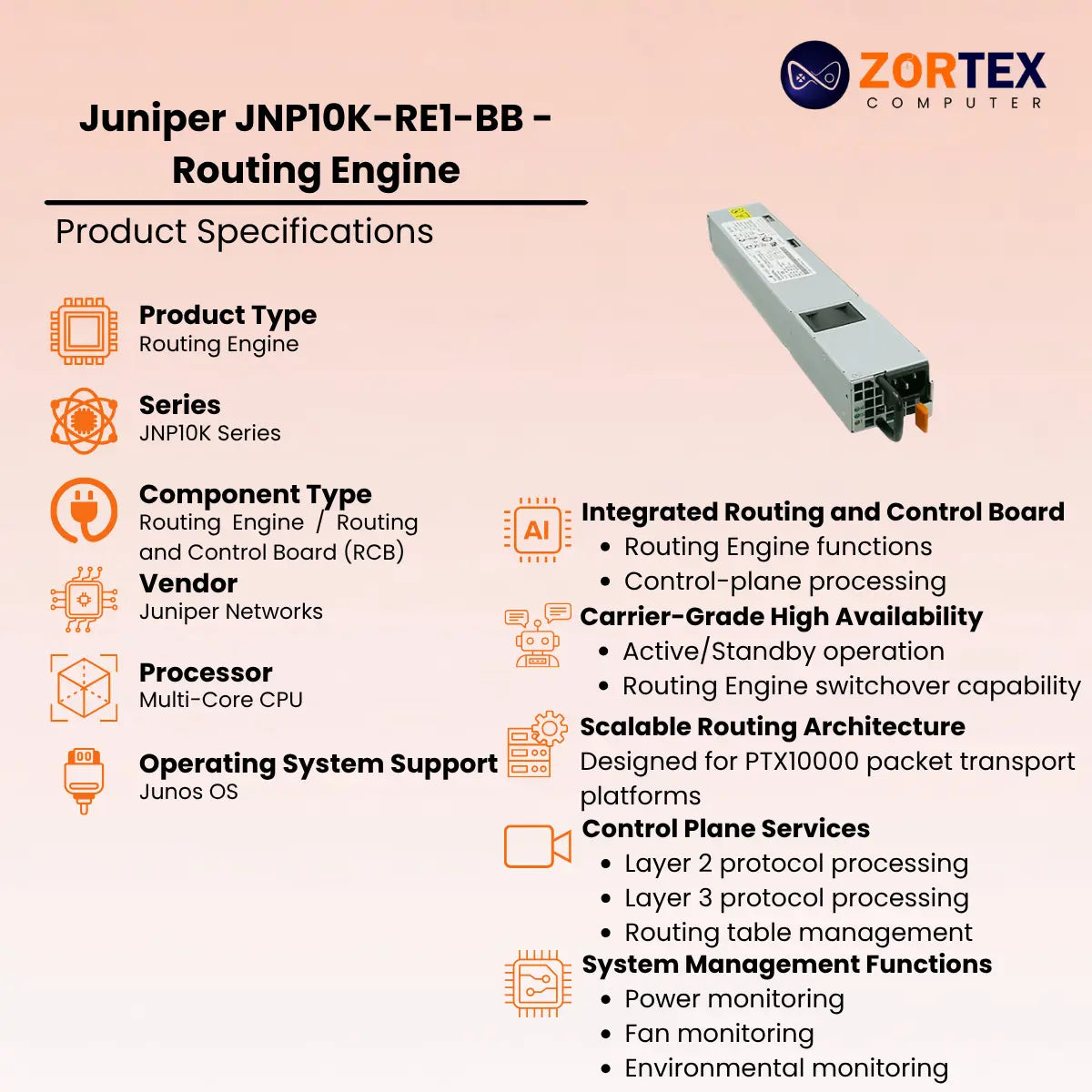 Jnp10K Re1 Bb Routing Engine Juniper networking hardware image 2