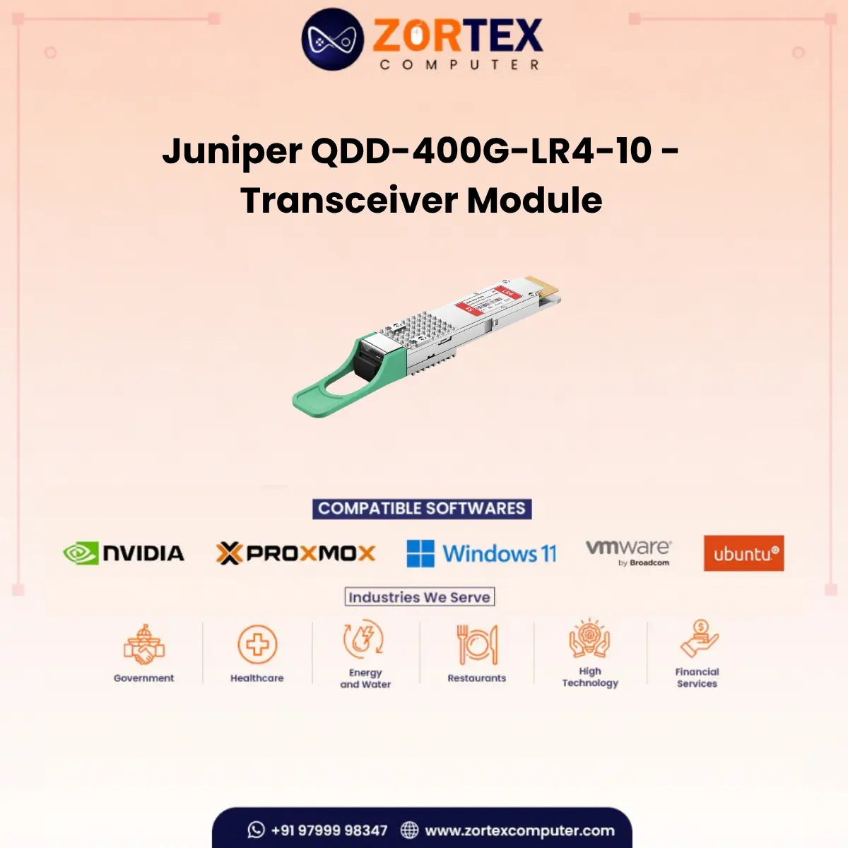 Qdd 400G Lr4 10 Transceiver Module Juniper networking hardware image