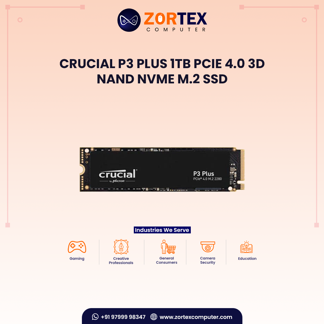 Crucial P3 Plus 1TB PCIe 4.0 3D NAND NVMe M.2 SSD