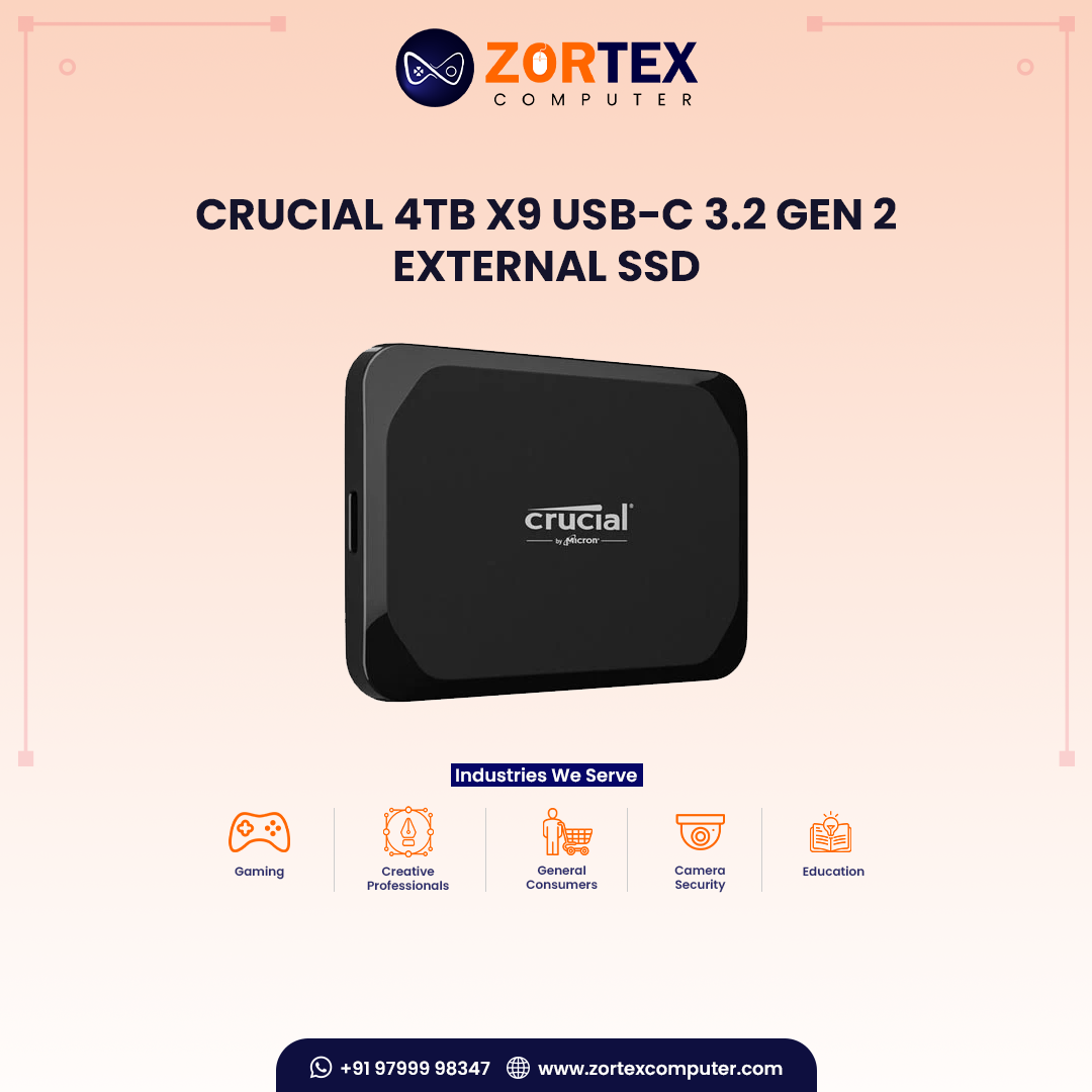 Crucial 4TB X9 USB-C 3.2 Gen 2 External SSD