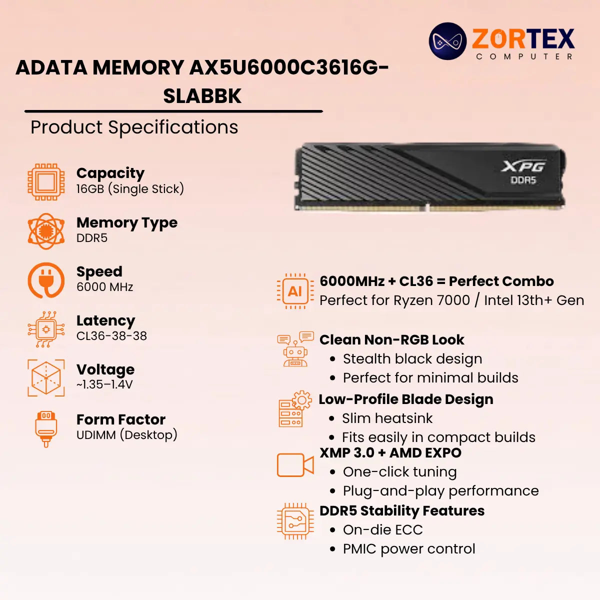ADATA MEMORY AX5U6000C3616G-SLABBK