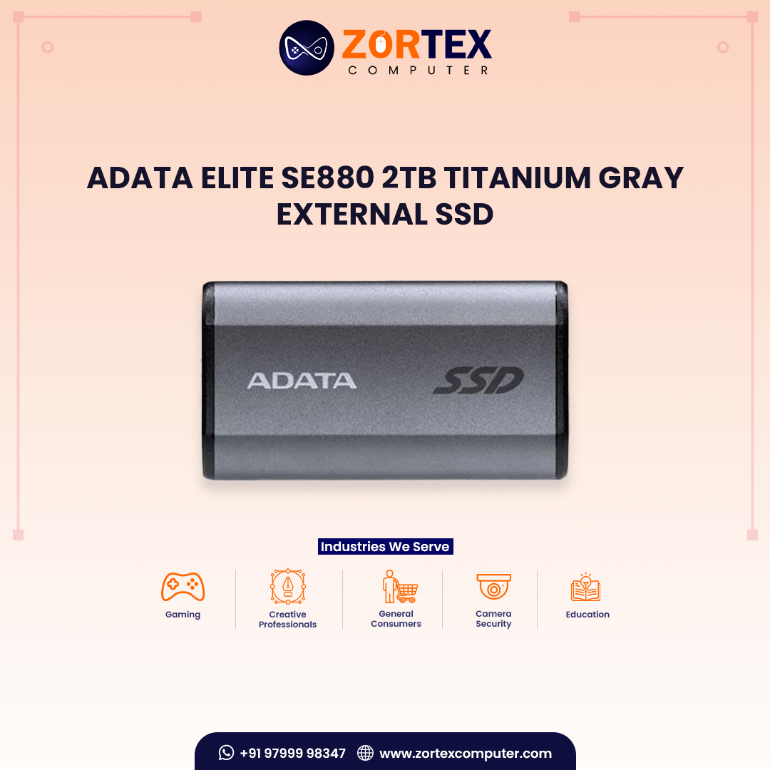 ADATA Elite SE880 2TB Titanium Gray External SSD