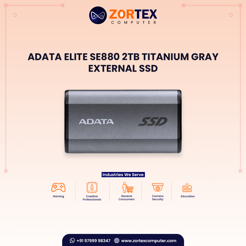 ADATA Elite SE880 2TB Titanium Gray External SSD