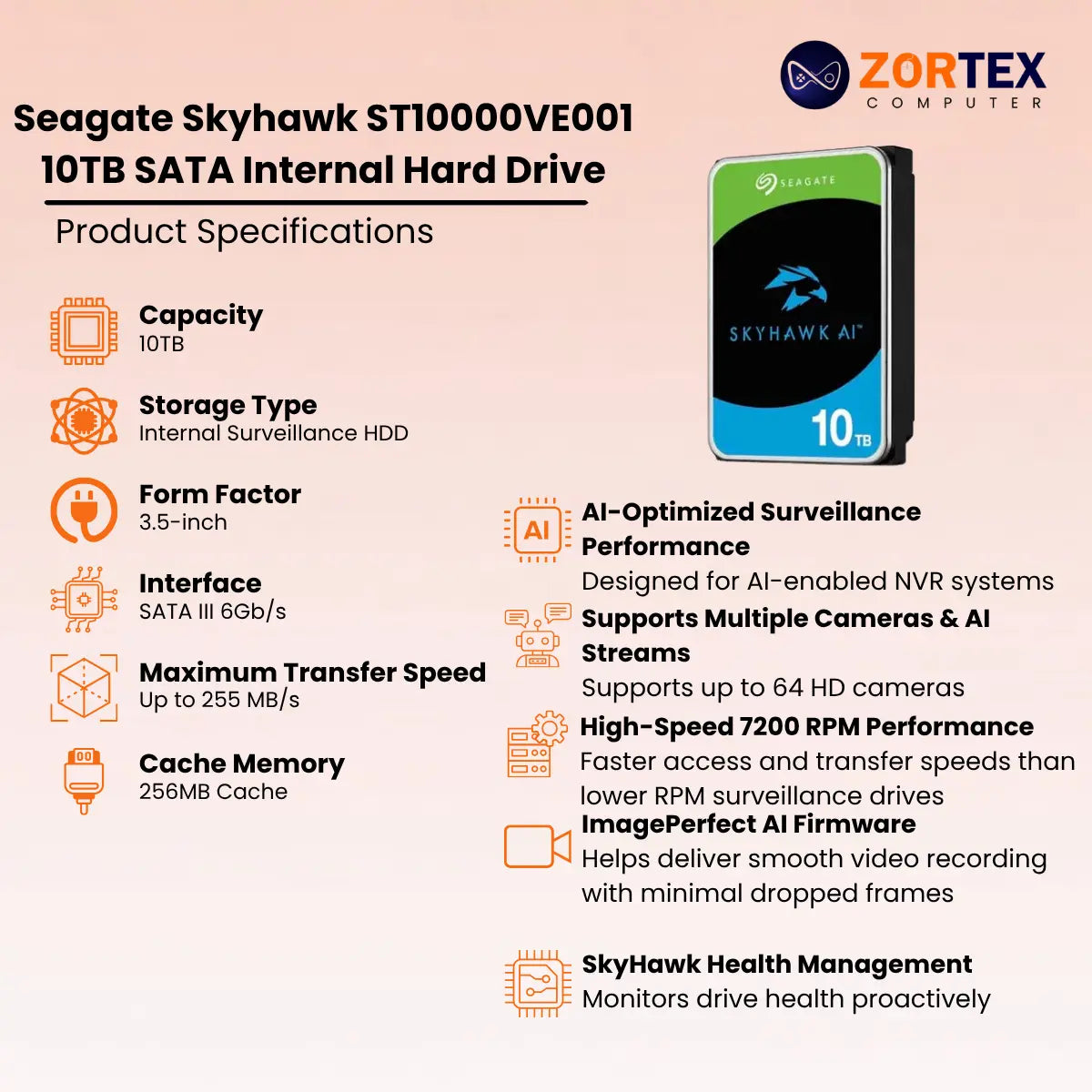 Seagate Exos X10 ST10000NM018B 10TB 3.5-Inch Enterprise SATA Hard Drive