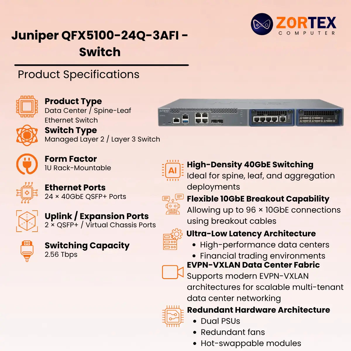 Juniper Qfx5100 24Q 3Afi Data Center Switch Juniper networking hardware image 2