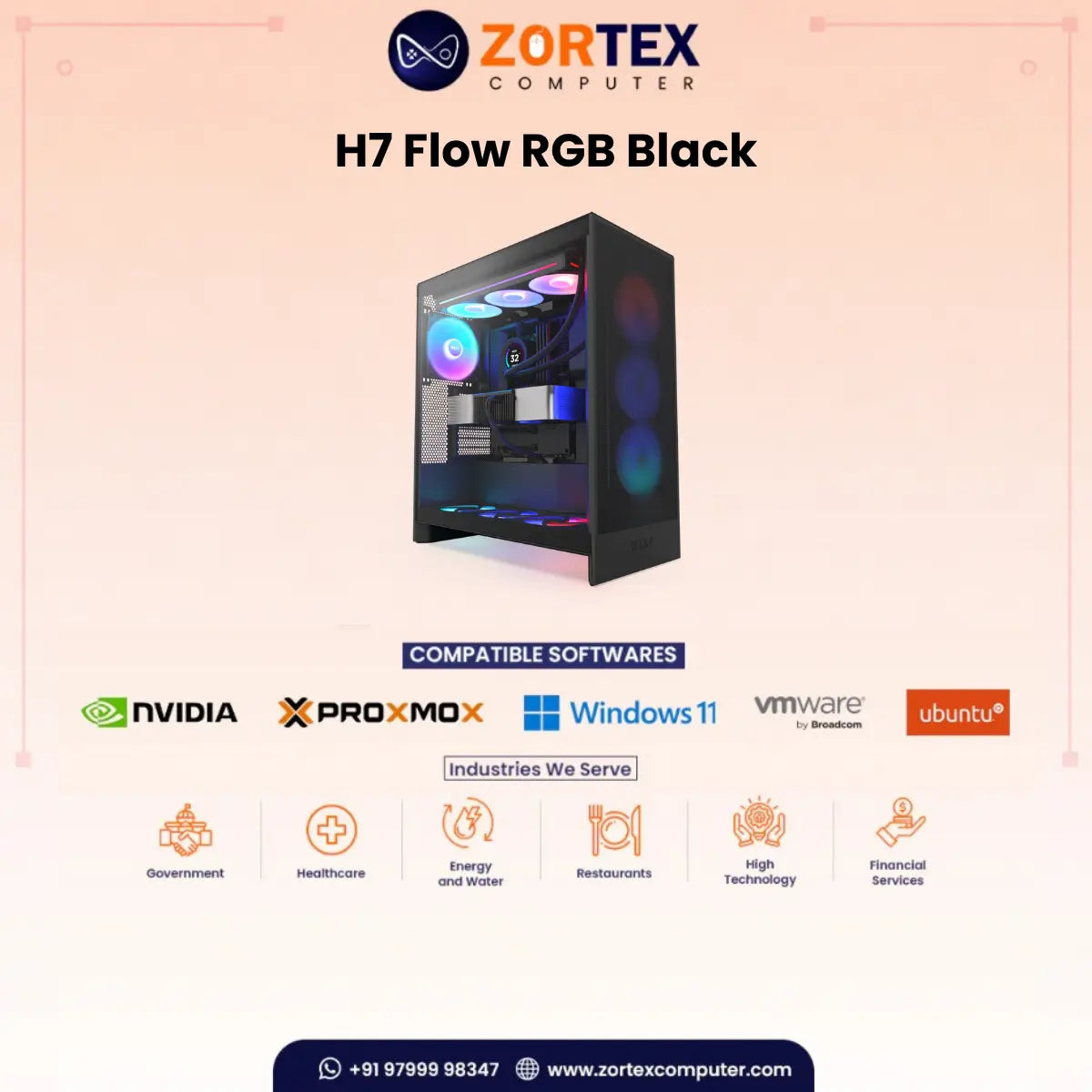 NZXT H7 Flow RGB Black PC Case