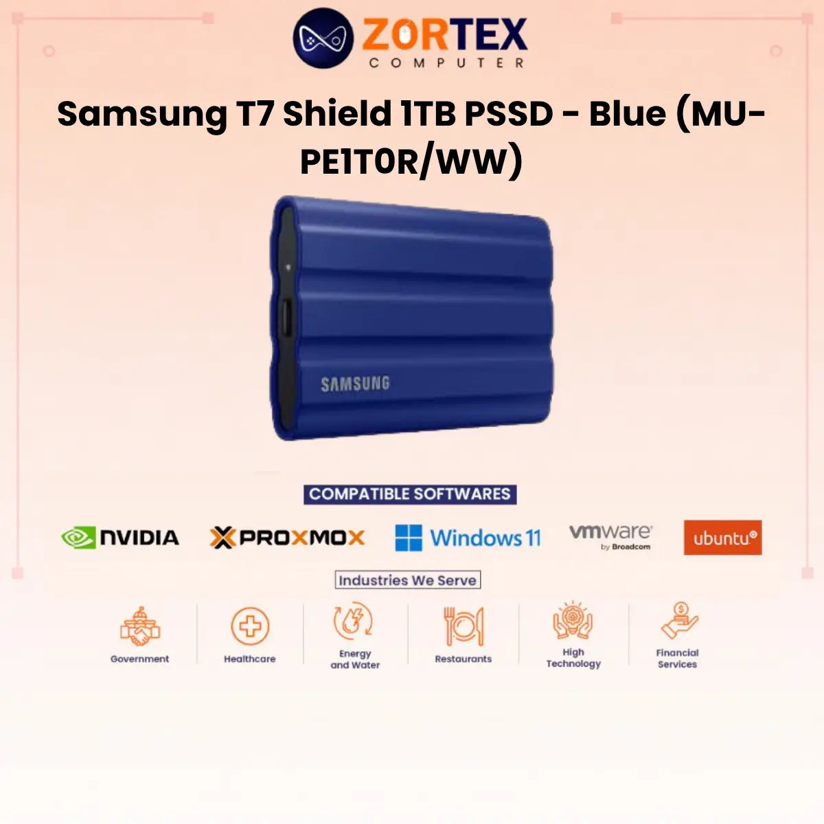 Samsung T7 Shield 1TB PSSD - Blue (MU-PE1T0R/WW)