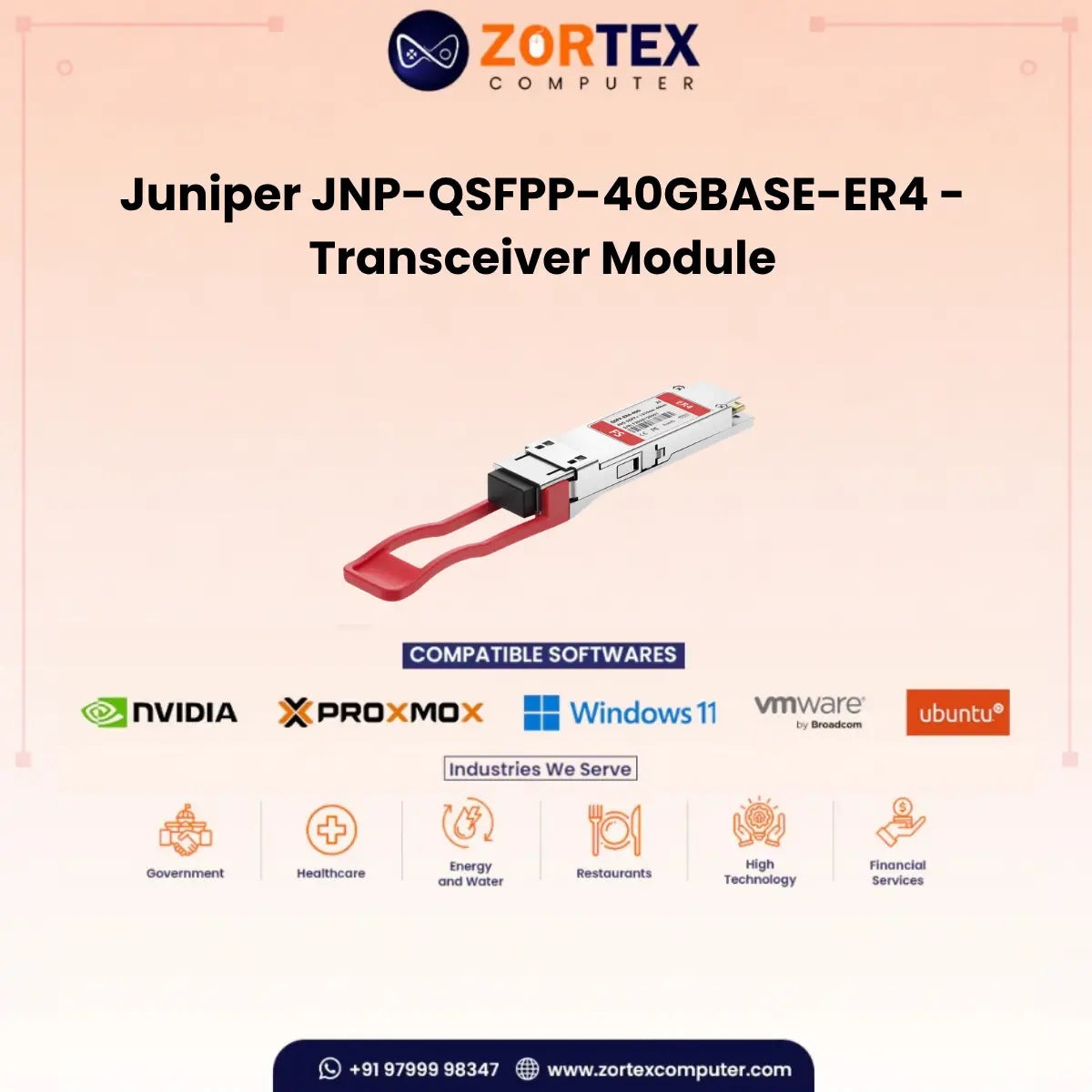 Jnp Qsfpp 40Gbase Er4 Transceiver Module Juniper networking hardware image