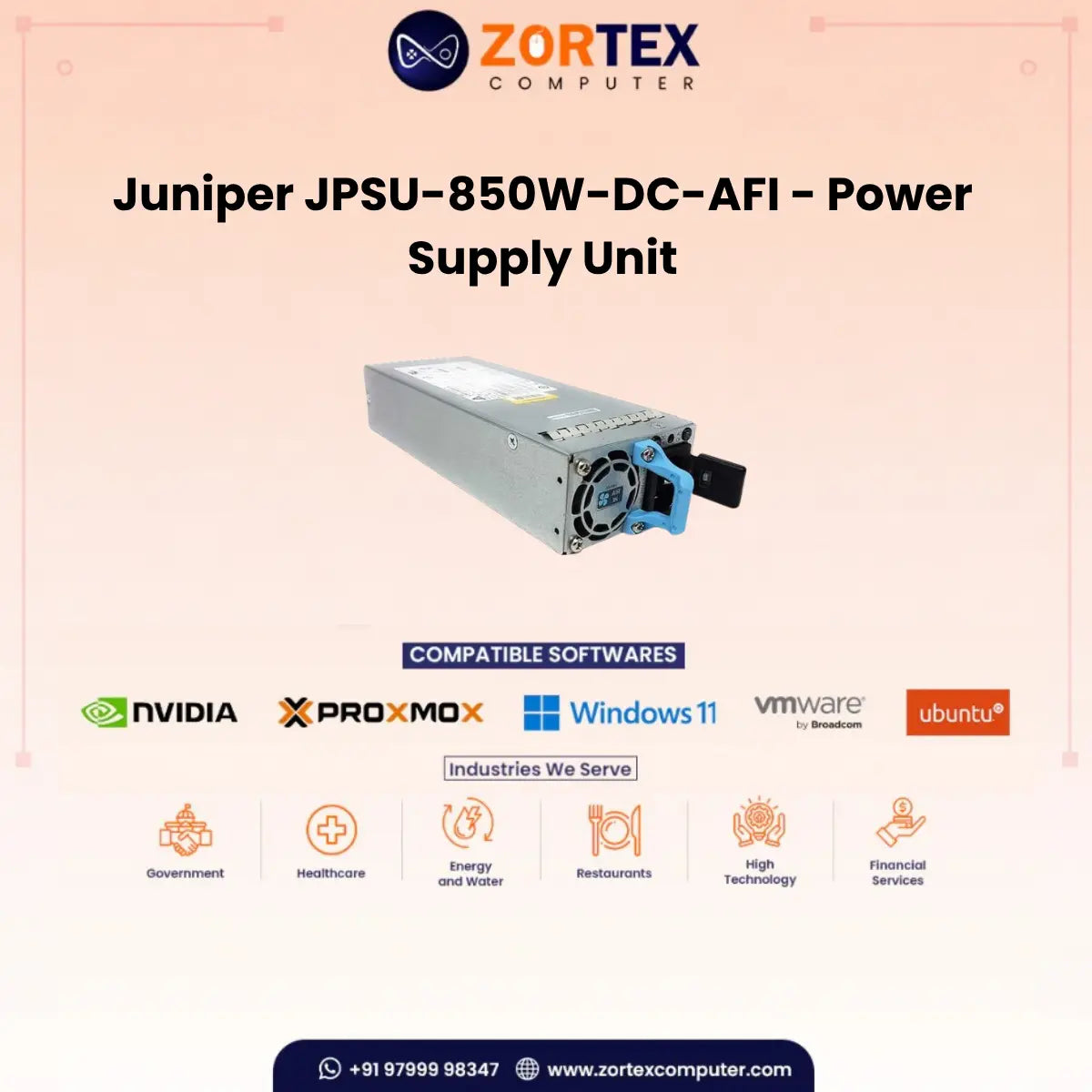 Jpsu 850W Dc Afi Power Supply Unit Juniper networking hardware image