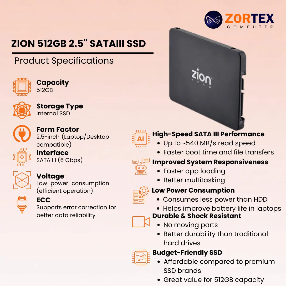 ZION 512GB 2.5" SATAIII SSD