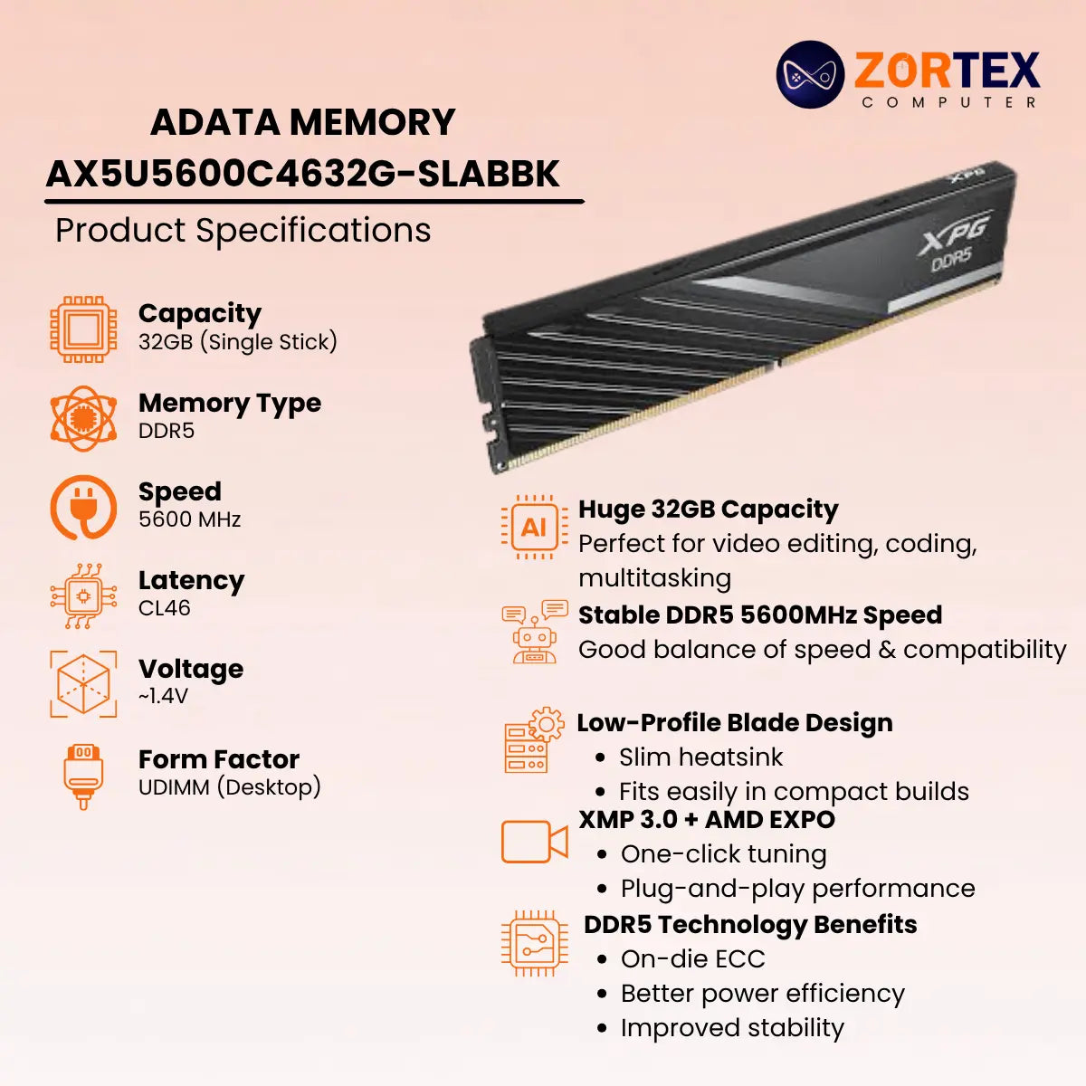 ADATA MEMORY AX5U5600C4632G-SLABBK