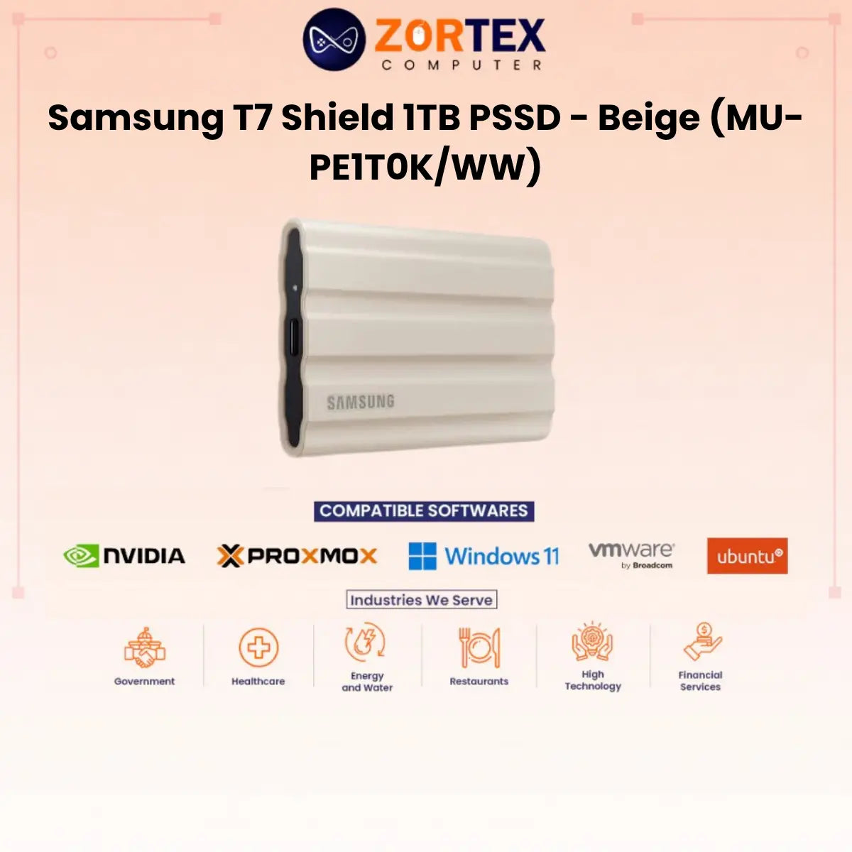 Samsung T7 Shield 1TB PSSD - Beige (MU-PE1T0K/WW)