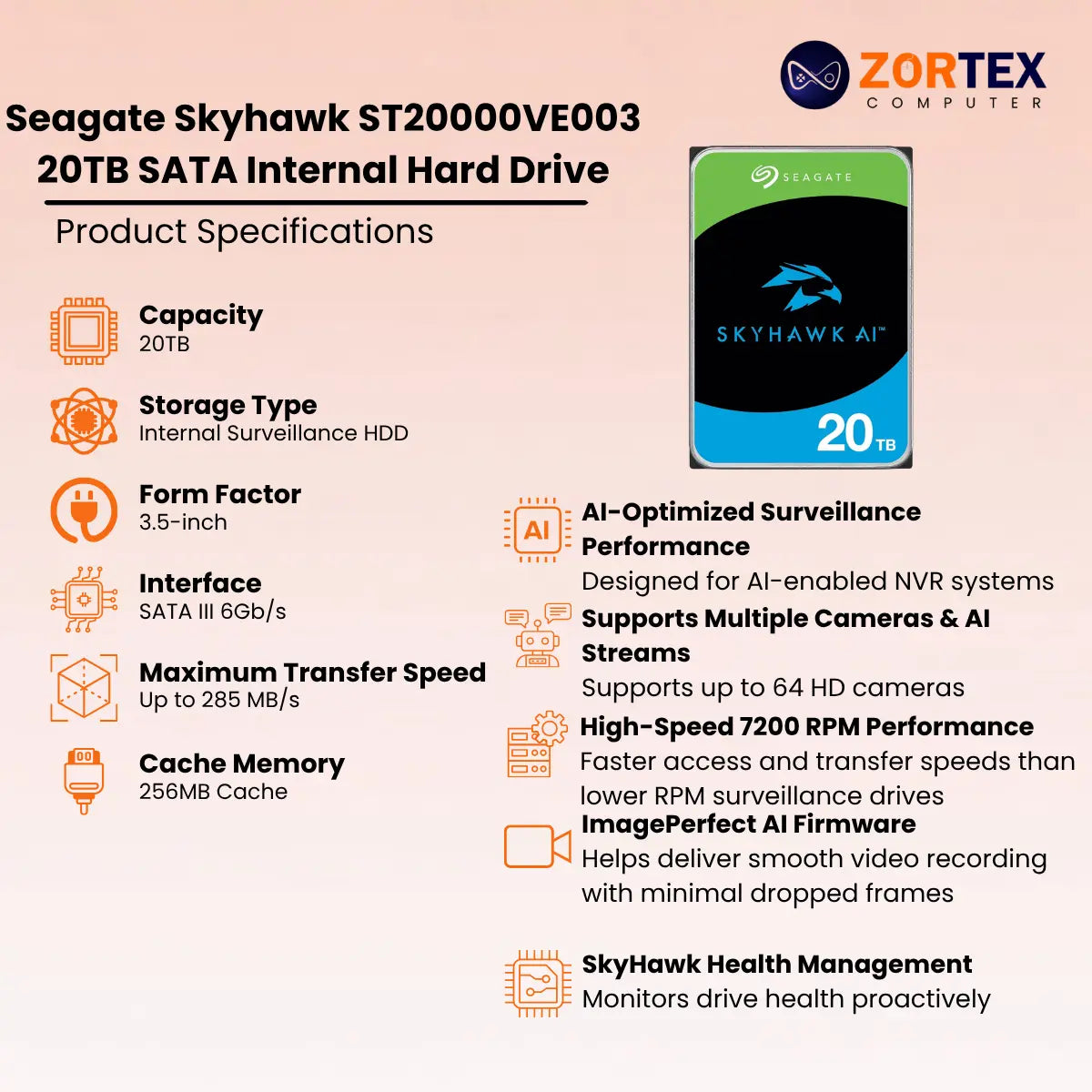 Seagate Skyhawk 20TB Desktop Internal Hard Disk Drive