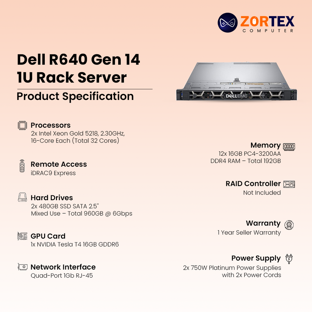 Dell R640 Gen 14 1U Rack Server
