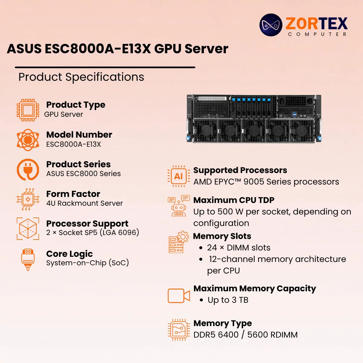 ASUS ESC8000A-E13X 4U GPU Server