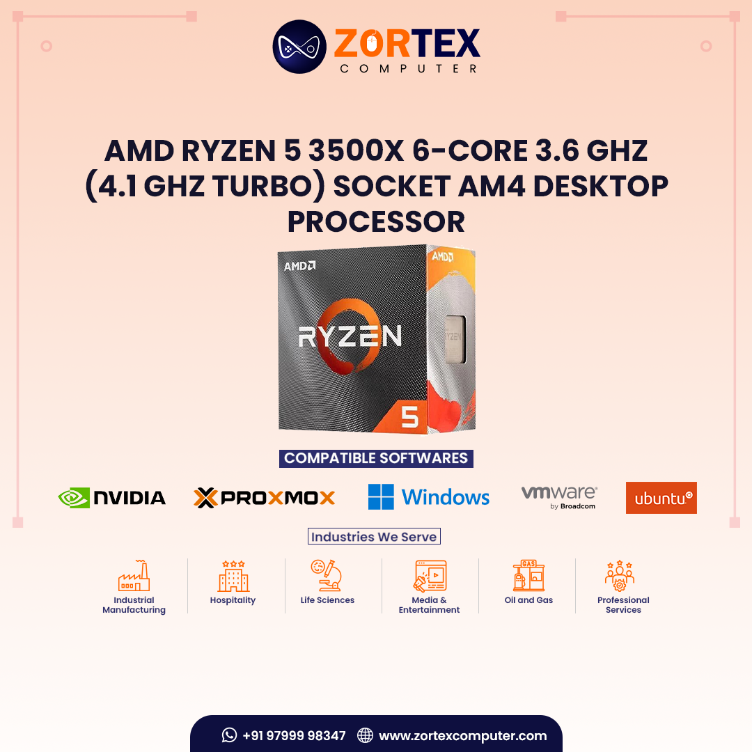 AMD RYZEN 5 3500X 6-Core 3.6 GHz (4.1 GHz Turbo) Socket AM4 Desktop Processor