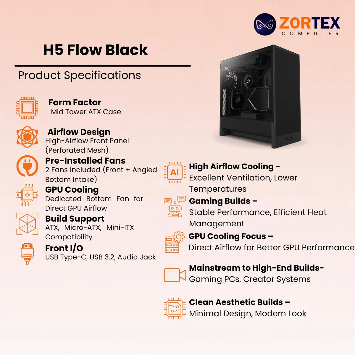 NZXT H5 Flow Black PC Case