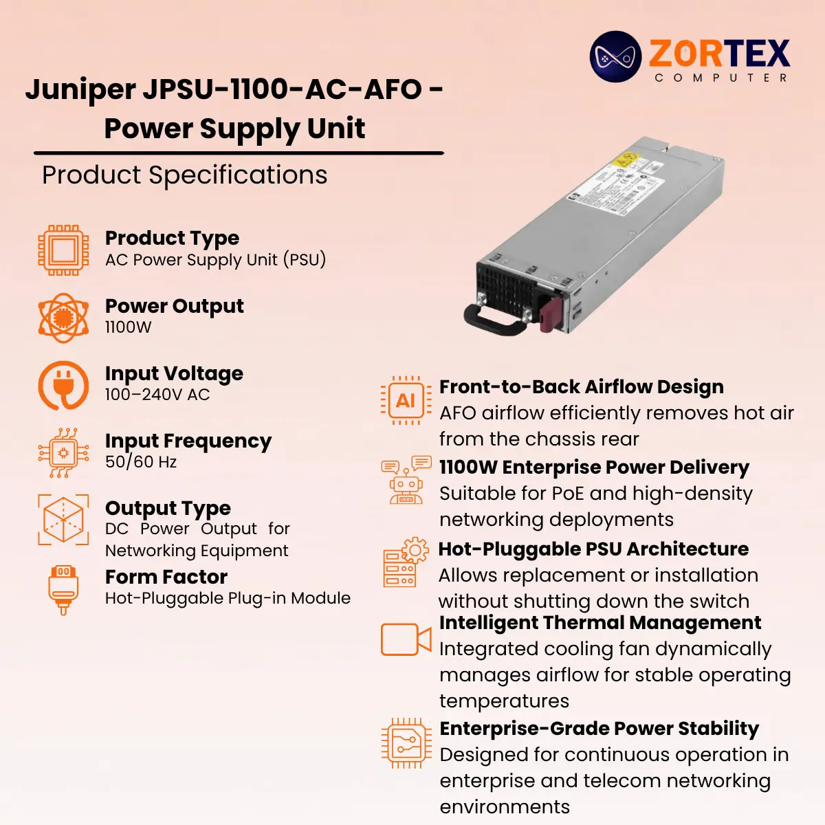 Juniper JPSU-1100-AC-AFO - Power Supply Unit