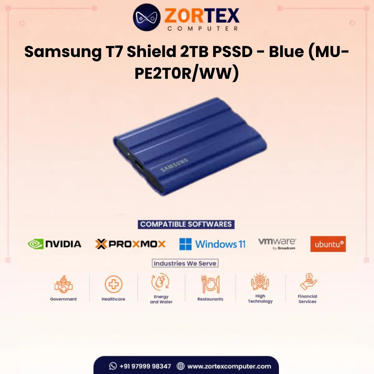 Samsung T7 Shield 2TB PSSD - Blue (MU-PE2T0R/WW)