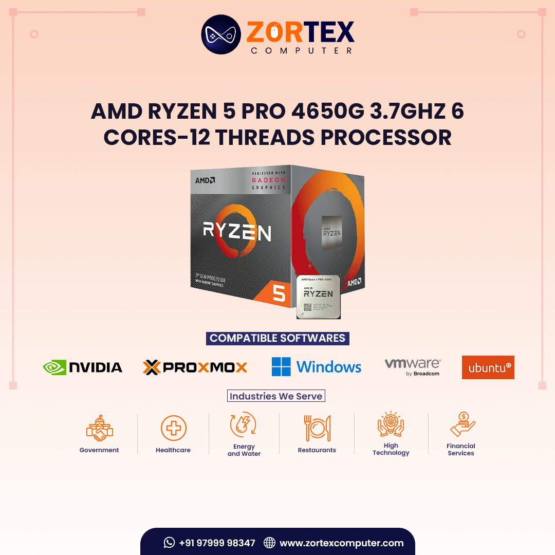 AMD Ryzen 5 PRO 4650G 3.7GHz 6 Cores-12 Threads Processor