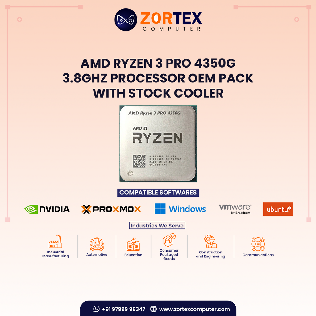 AMD Ryzen 3 PRO 4350G 3.8GHz Processor OEM Pack with Stock Cooler