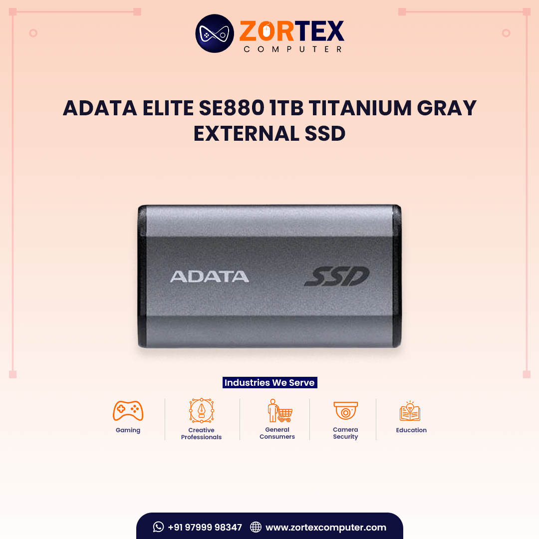 ADATA Elite SE880 1TB Titanium Gray External SSD