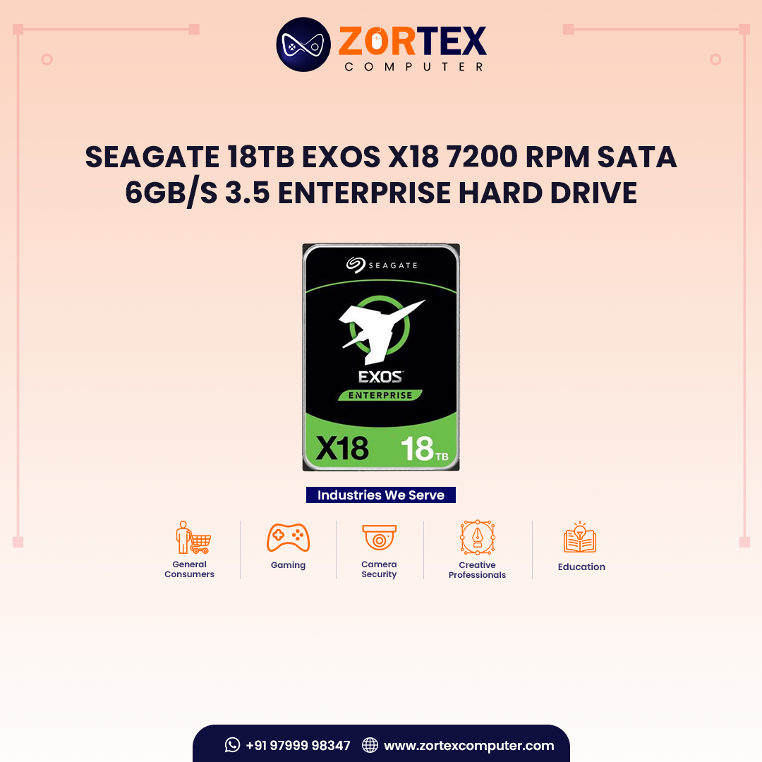 Seagate 18TB Exos X18 7200 RPM SATA 6Gb/s 3.5 Enterprise Hard Drive