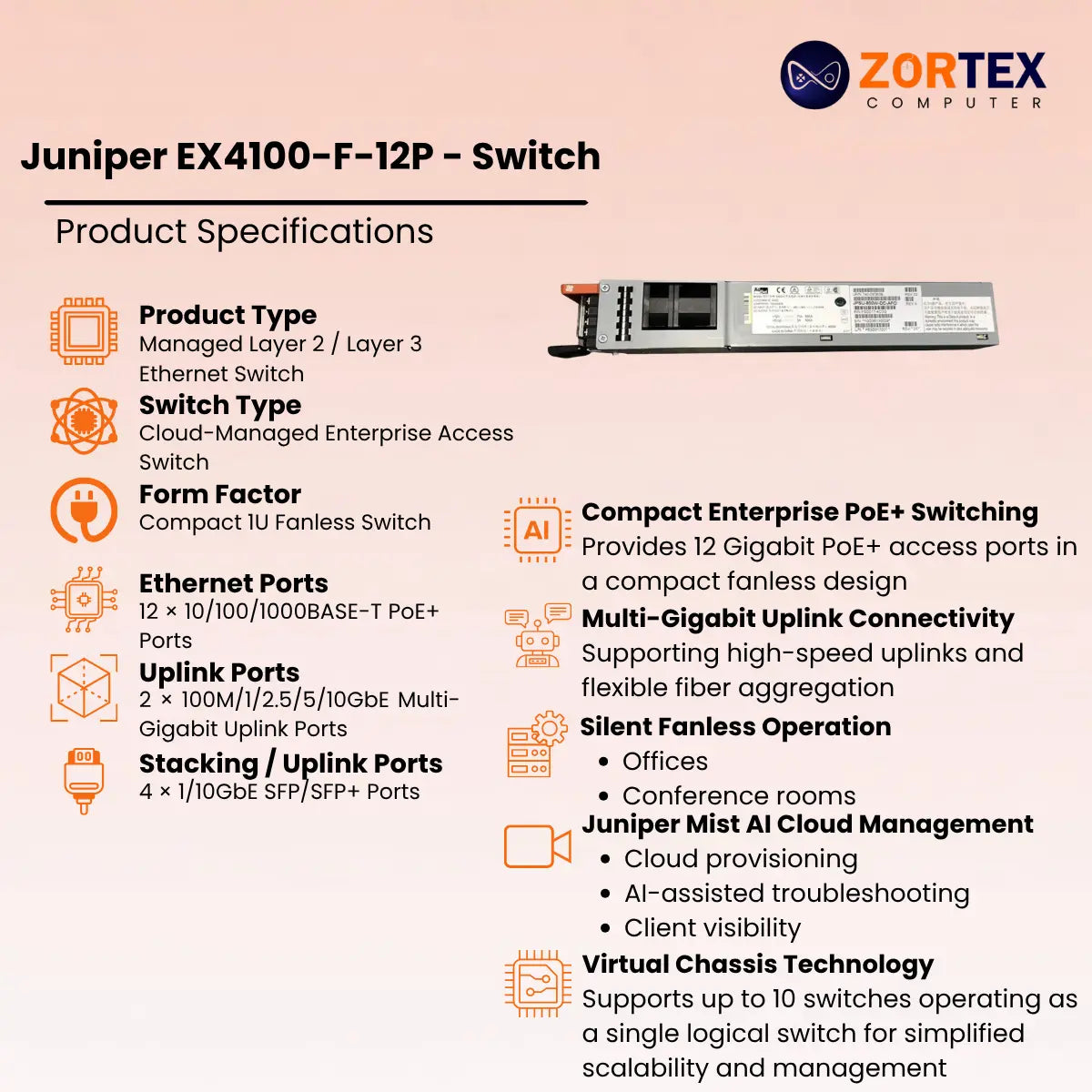 Juniper EX4100-F-12T – Ethernet Access Switch
