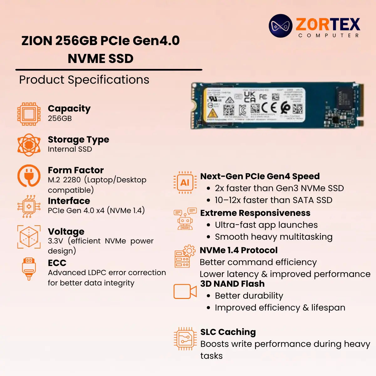 ZION 256GB PCIe Gen4.0 NVME SSD