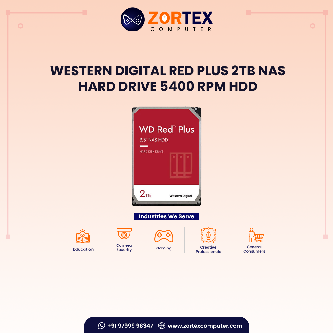 Western Digital Red Plus 2TB NAS Hard Drive 5400 RPM HDD