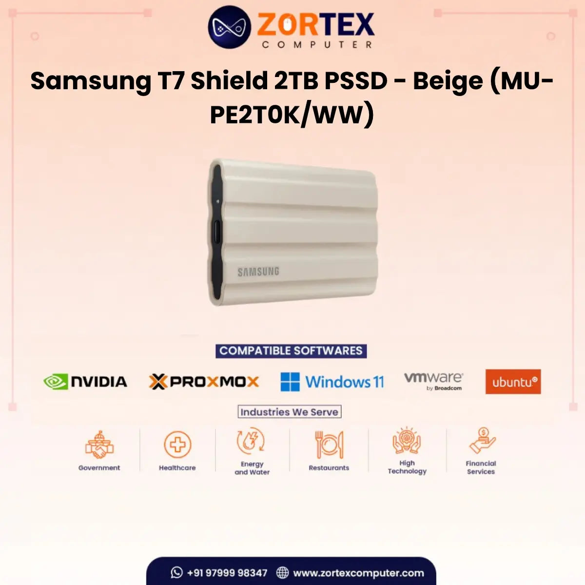 Samsung T7 Shield 2TB PSSD - Beige (MU-PE2T0K/WW)