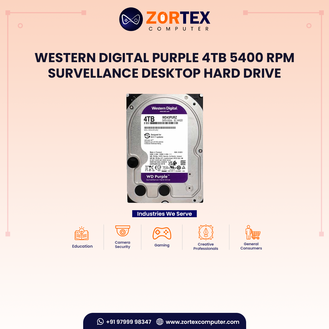 Western Digital Purple 4TB 5400 RPM Survellance Desktop Hard Drive