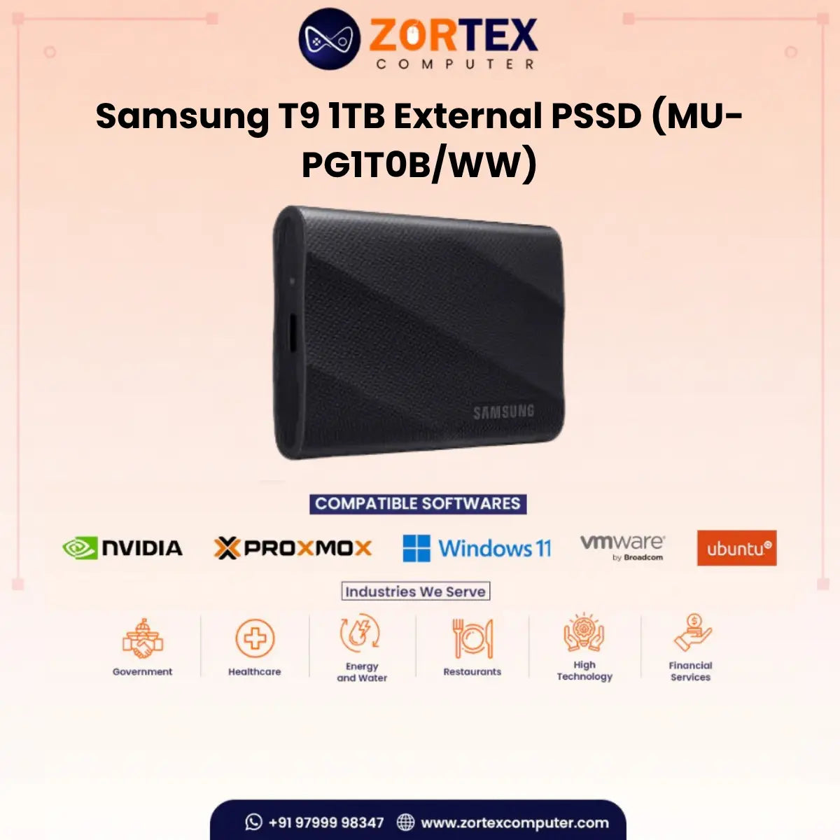 Samsung T9 1TB External PSSD (MU-PG1T0B/WW)
