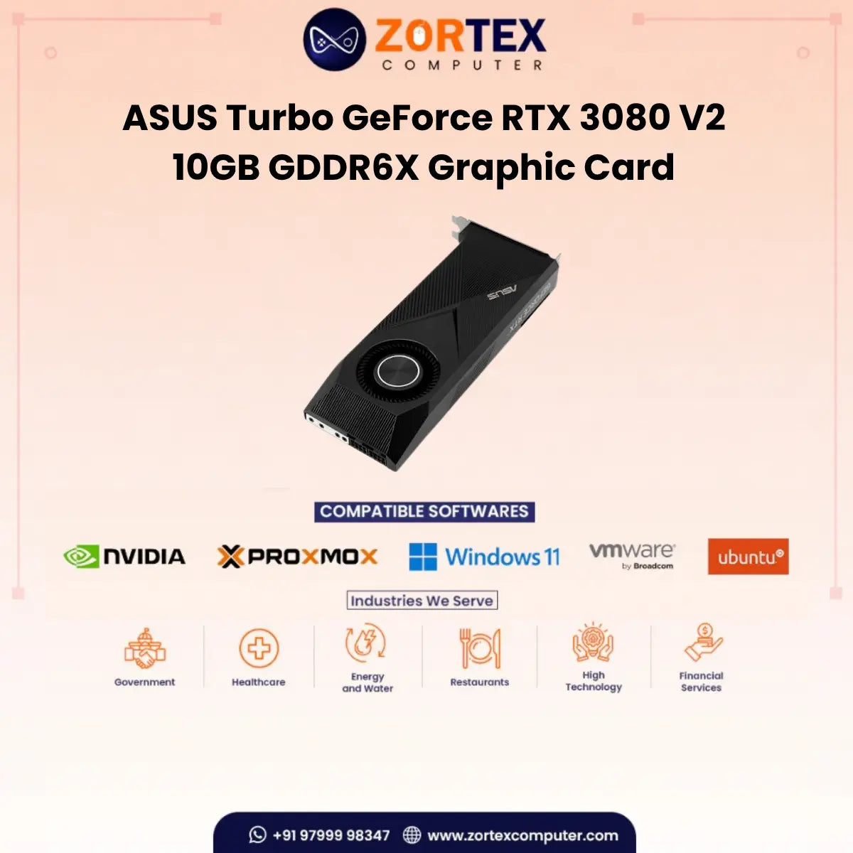 ASUS Turbo GeForce RTX 3080 V2 10GB GDDR6X Graphic Card