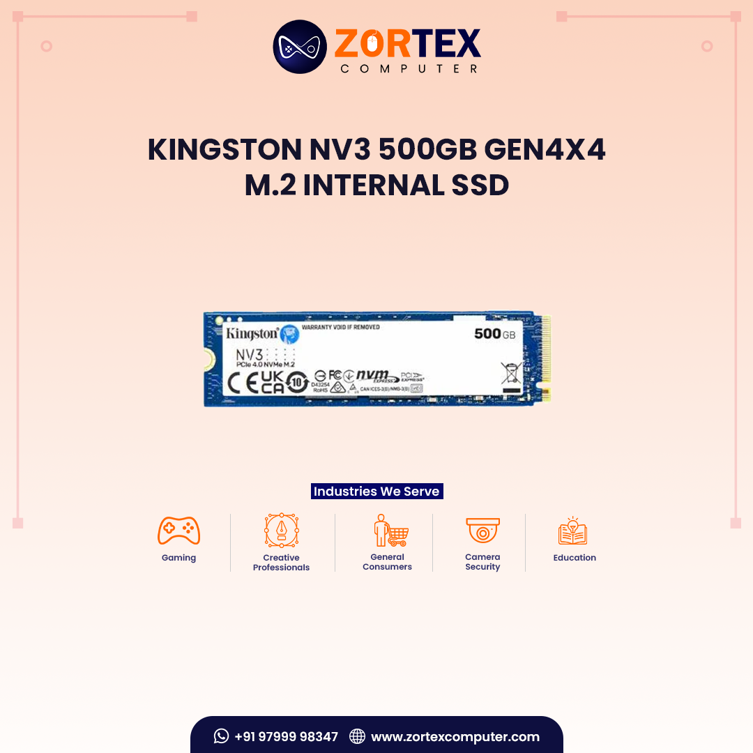Kingston NV3 500GB Gen4x4 M.2 Internal SSD