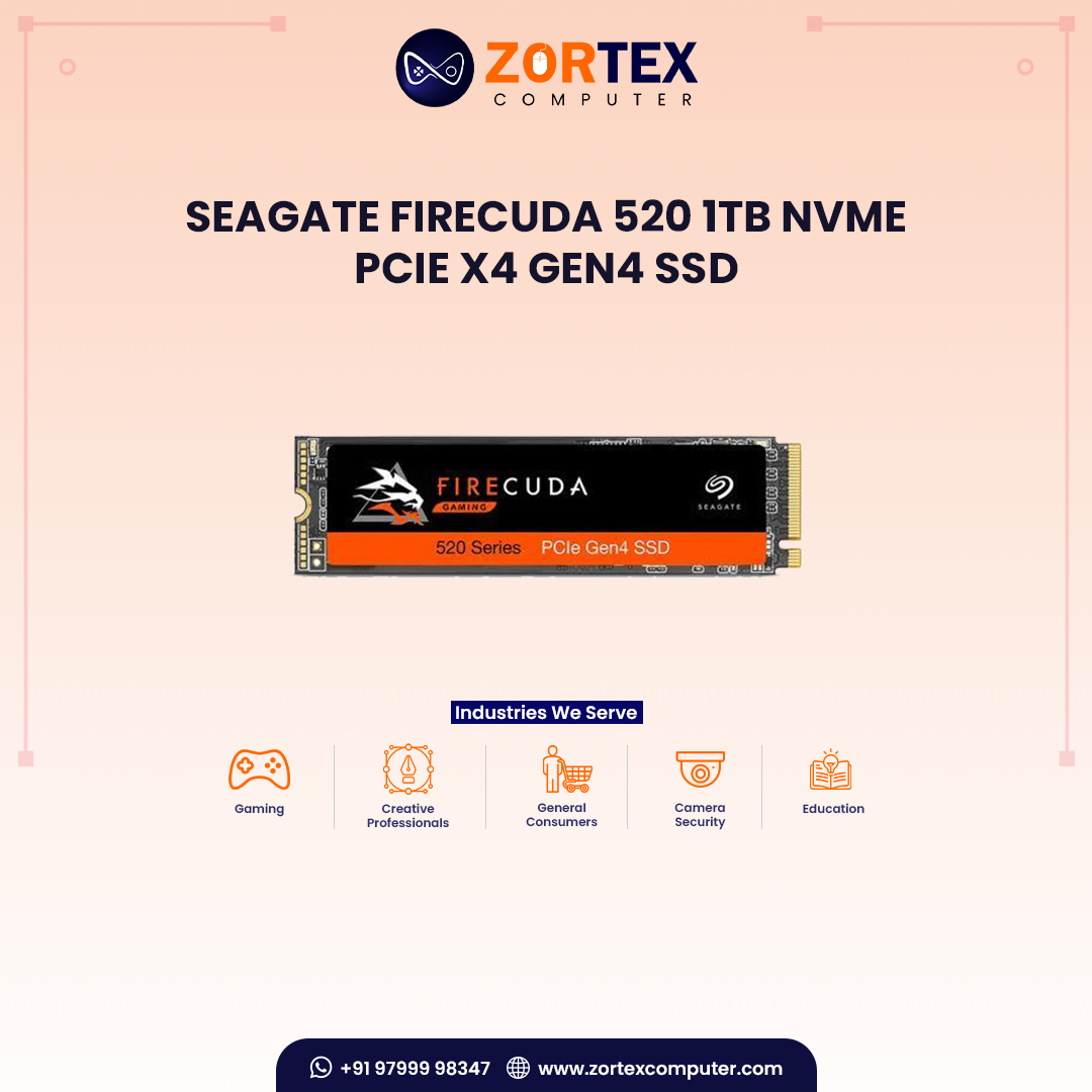 Seagate Firecuda 520 1TB NVMe PCIe X4 Gen4 SSD