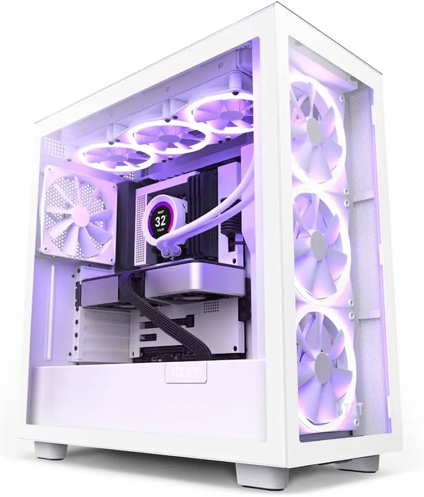 NZXT 240mm PC Case Fans with RGB Lighting White Case Fan