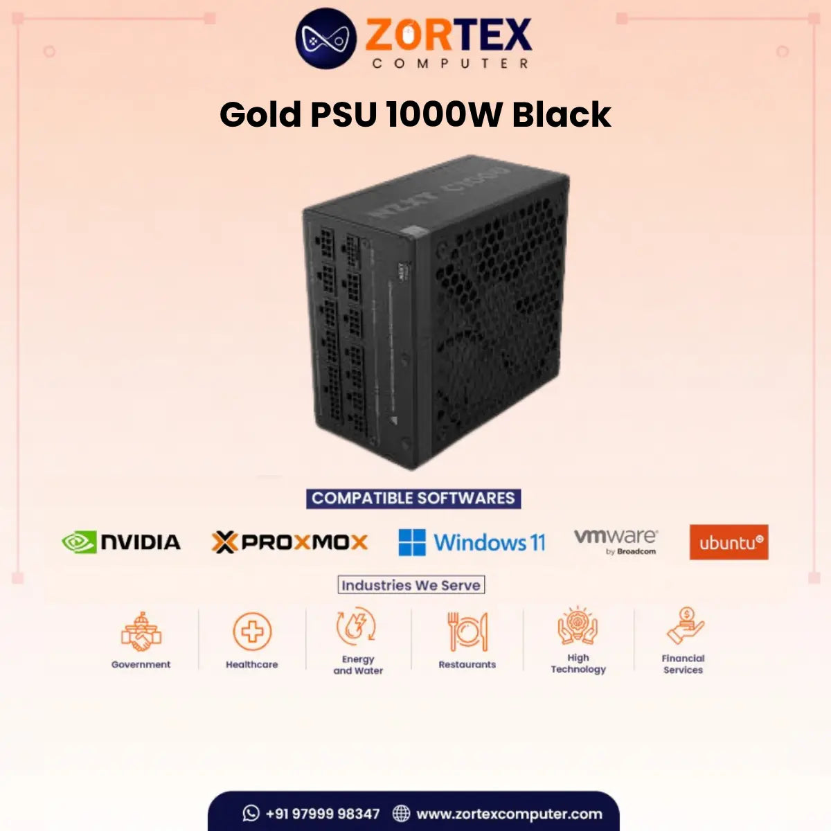 NZXT Gold PSU 1000W Black Power Supply