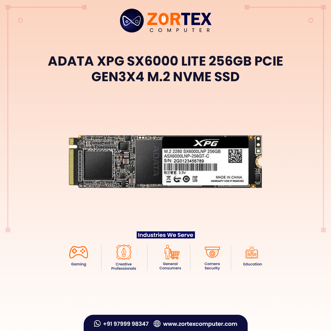 ADATA XPG SX6000 Lite 256GB PCIe Gen3x4 M.2 NVMe SSD
