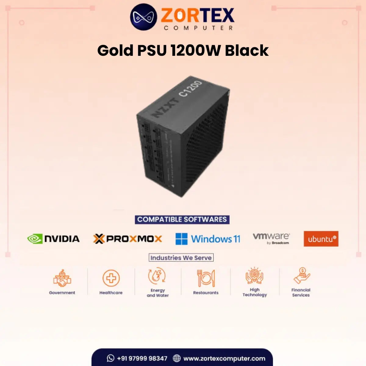 NZXT Gold PSU 1200W Black Power Supply