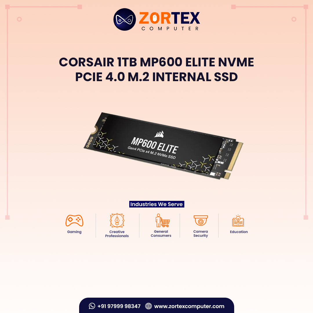 Corsair 1TB MP600 ELITE NVMe PCIe 4.0 M.2 Internal SSD